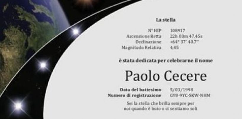 Prata dedica una stella a Paolo Cecere, tragicamente scomparso in un incidente stradale