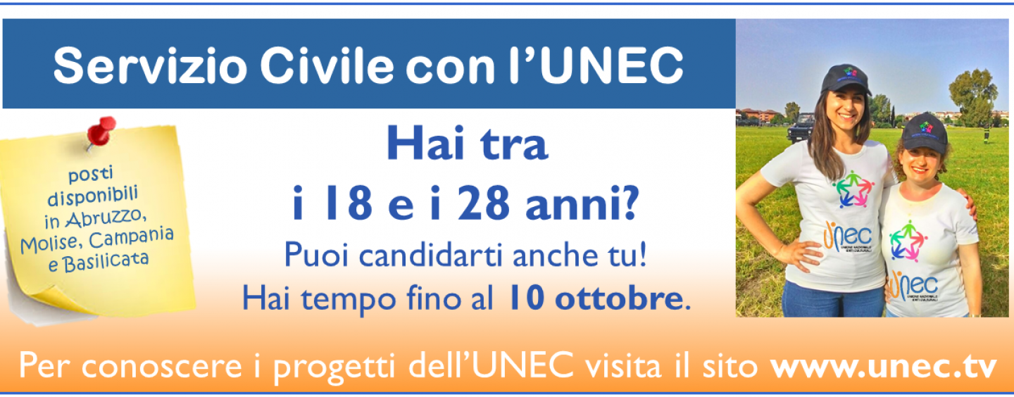 Servizio Civile Universale, 66 posti disponibili con l’Unec. Candidature entro il 10 ottobre