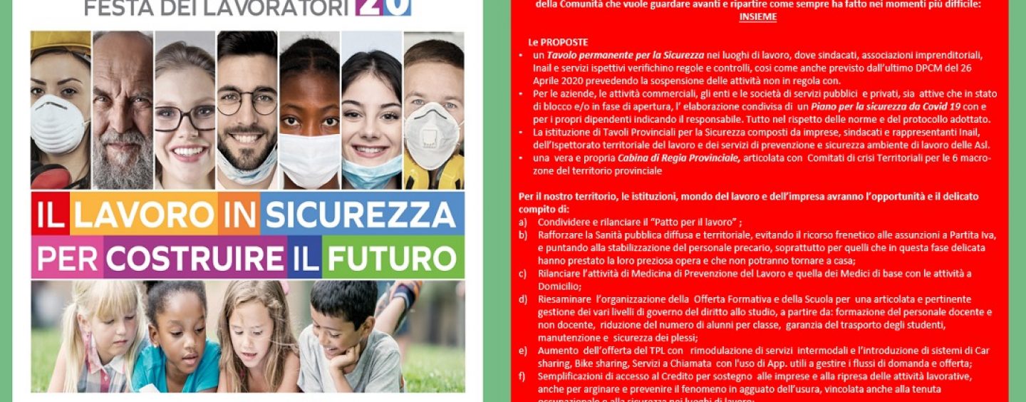 Primo Maggio, i segretari irpini della triade: “Ripartire insieme con il lavoro in sicurezza”