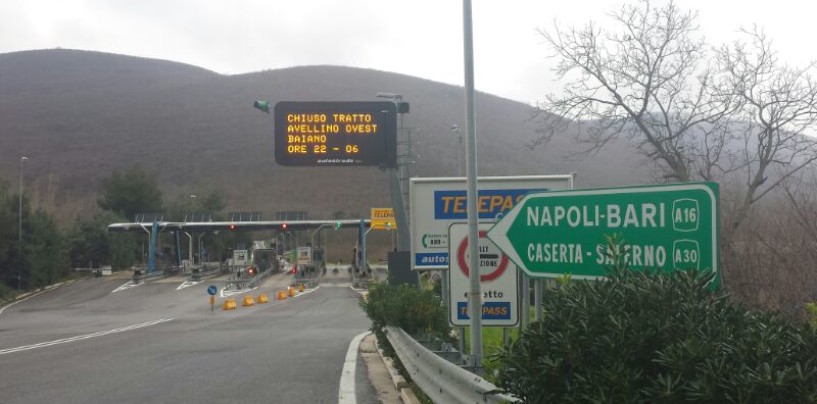 Lavori sulla A16: chiuso il tratto Avellino-Baiano