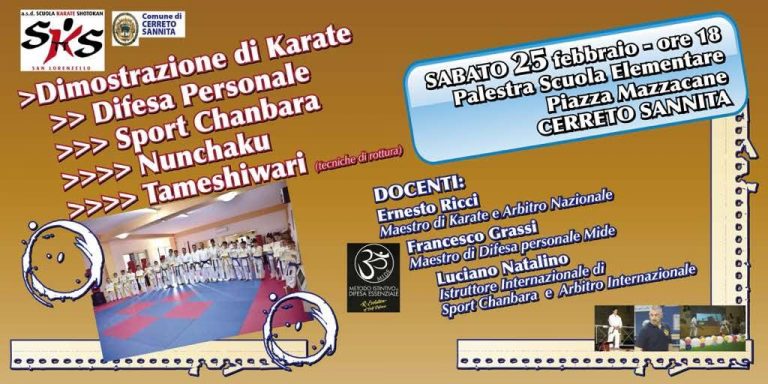 Dimostrazione di arti marziali a Cerreto Sannita, tra i docenti l’avellinese Luciano Natalino