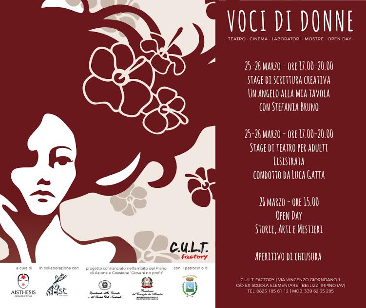 Bellizzi Irpino, l’Associazione Aisthesis e C.U.L.T. Factory presentano “Voci di donne”