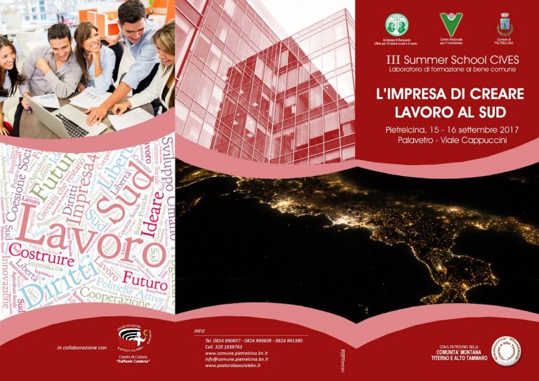 Creare lavoro al Sud, terza Summer School CIVES a Pietrelcina