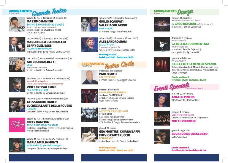 Teatro “Carlo Gesualdo”: parte oggi la vendita dei biglietti per la stagione teatrale 2018-2019