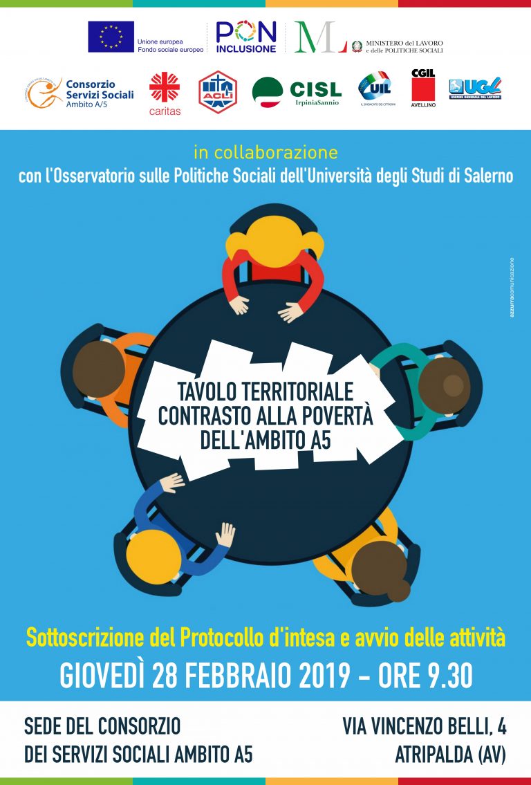 Il Consorzio A5 presenta il “Tavolo territoriale contro la Povertà”