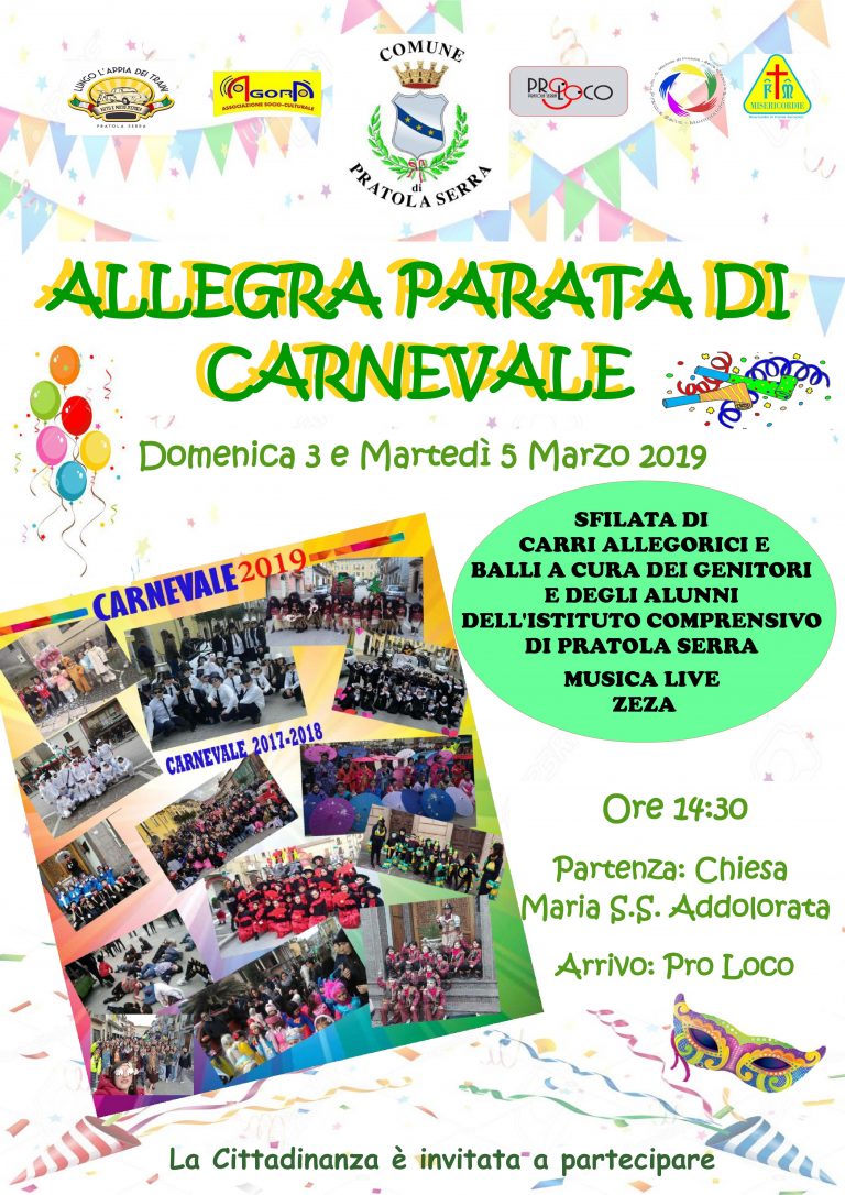 A Pratola Serra l’Allegra Parata di Carnevale. Sfilata di carri, balli e musica