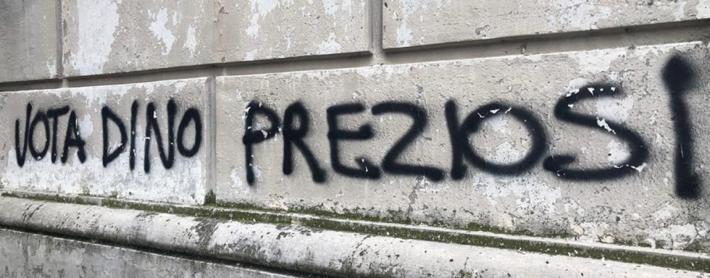 Muro imbrattato con scritte, Preziosi: “Atto vandalico da condannare che danneggia tutti”