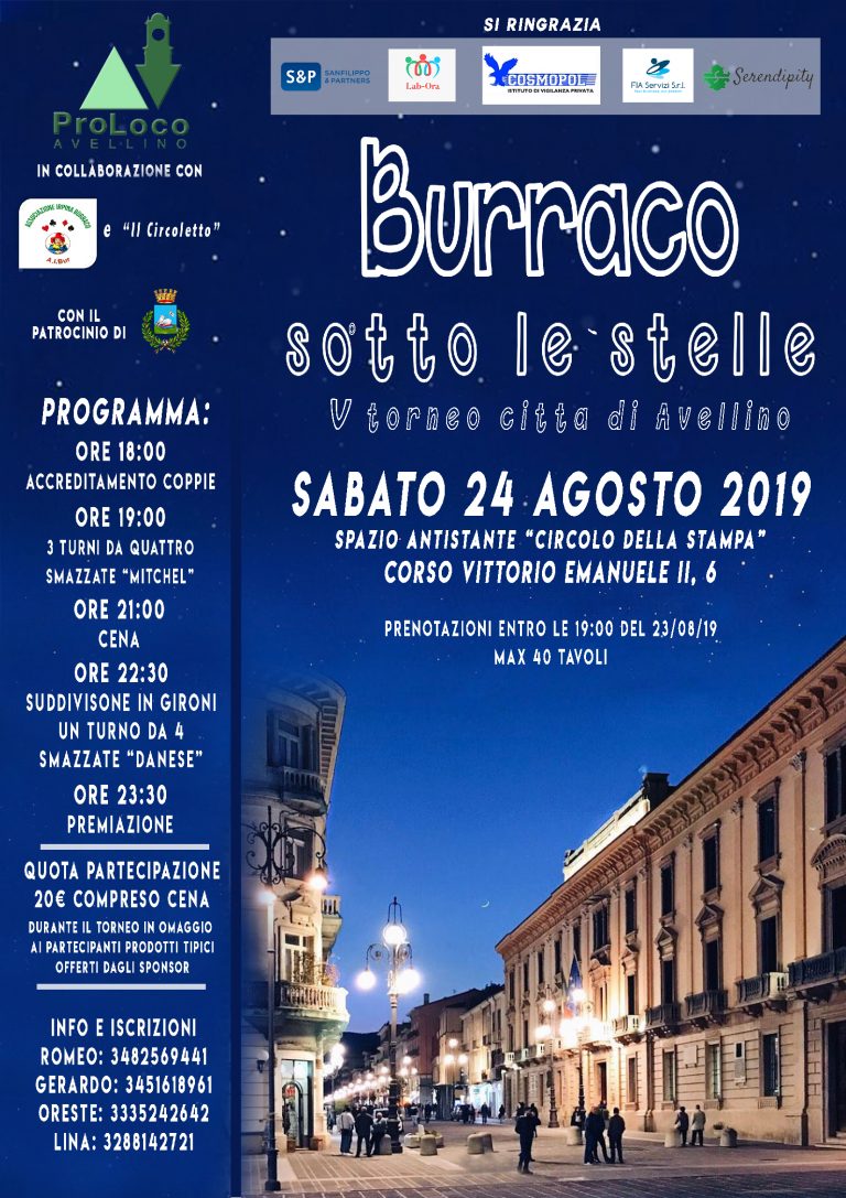 Burraco sotto le stelle ad Avellino: il programma