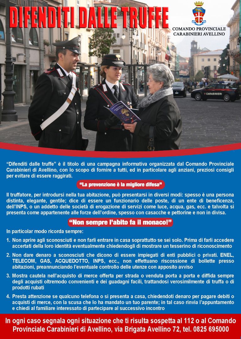 VIDEO / “Difenditi dalle truffe”, i consigli dei carabinieri di Avellino per non essere raggirati
