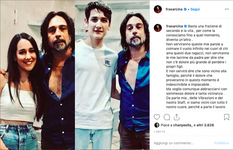 Dramma di Grottaminarda, Francesco Sarcina e Le Vibrazioni si uniscono al dolore delle famiglie