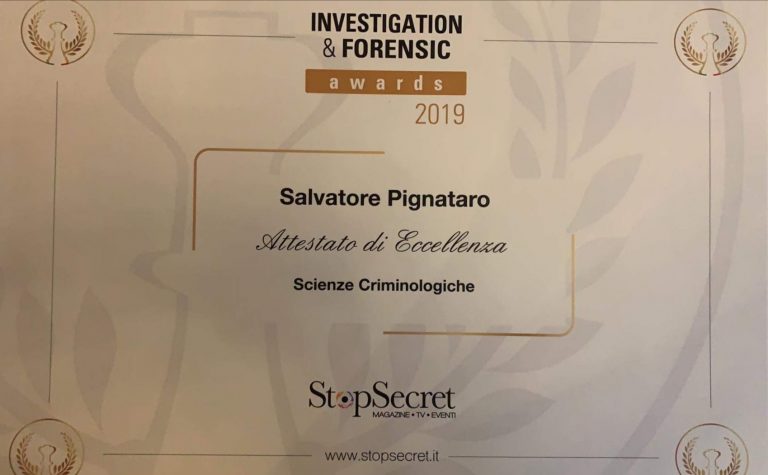 “Investigation Forensic Award”: prestigioso riconoscimento per l’irpino Pignataro