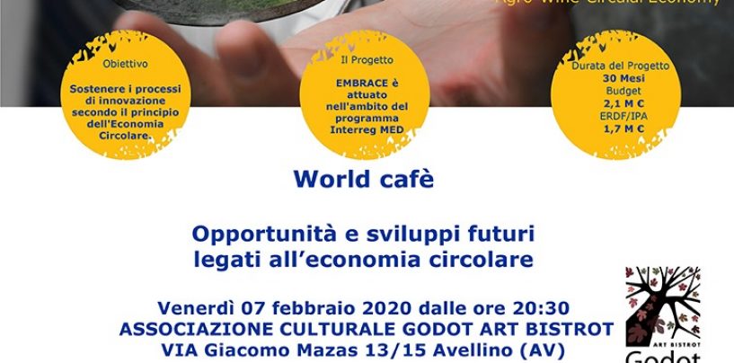 Progetto Embrace: oggi “World Cafe” Al Godot Art Bistrot di Avellino