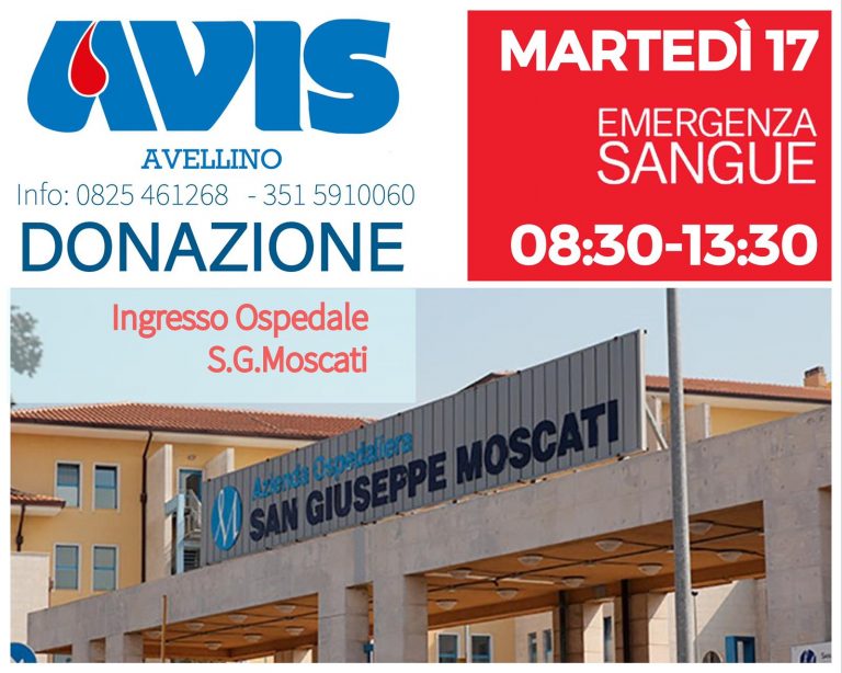 Emergenza sangue, gli orari dell’Avis Avellino per le donazioni
