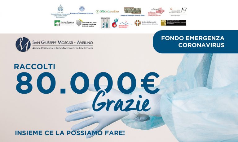 Coronavirus. La raccolta fondi arriva a 80mila euro per aiutare Moscati e Frangipane