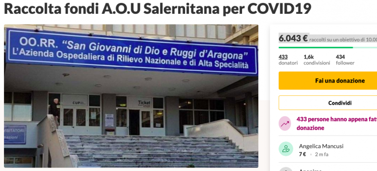 Emergenza Coronavirus, raccolta fondi per aiutare l’ospedale “San Giovanni di Dio-Ruggi d’Aragona”