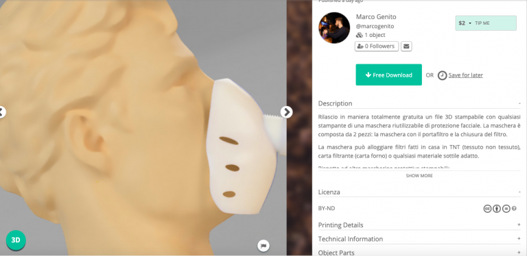 Mascherine realizzate con stampanti 3D, il genio dell’Irpinia al servizio della lotta al virus
