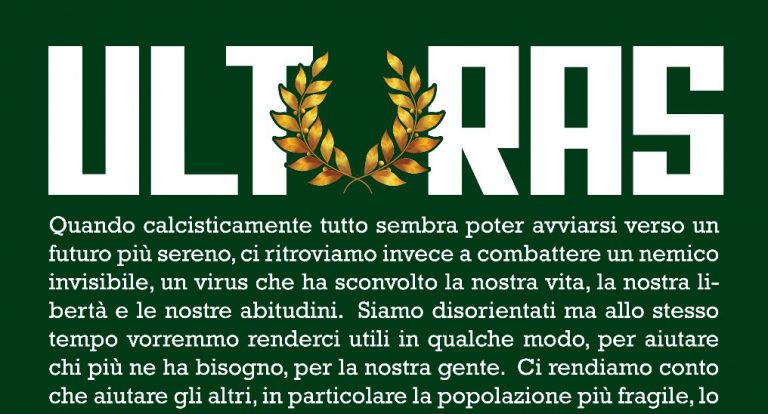 Emergenza Coronavirus, anche la Curva Sud Avellino sostiene il Moscati