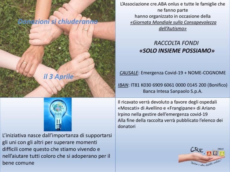 Giornata Mondiale della Consapevolezza sull’Autismo: da Ariano una raccolta fondi