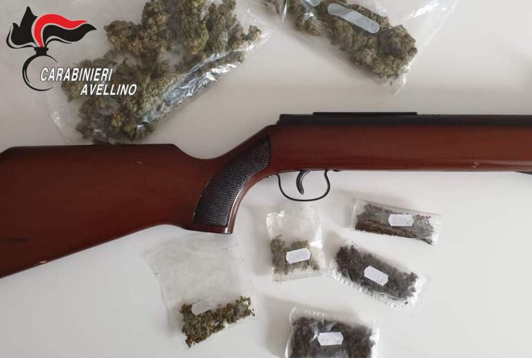 Montoro, in casa con 60 grammi di marijuana ed un fucile: denunciato