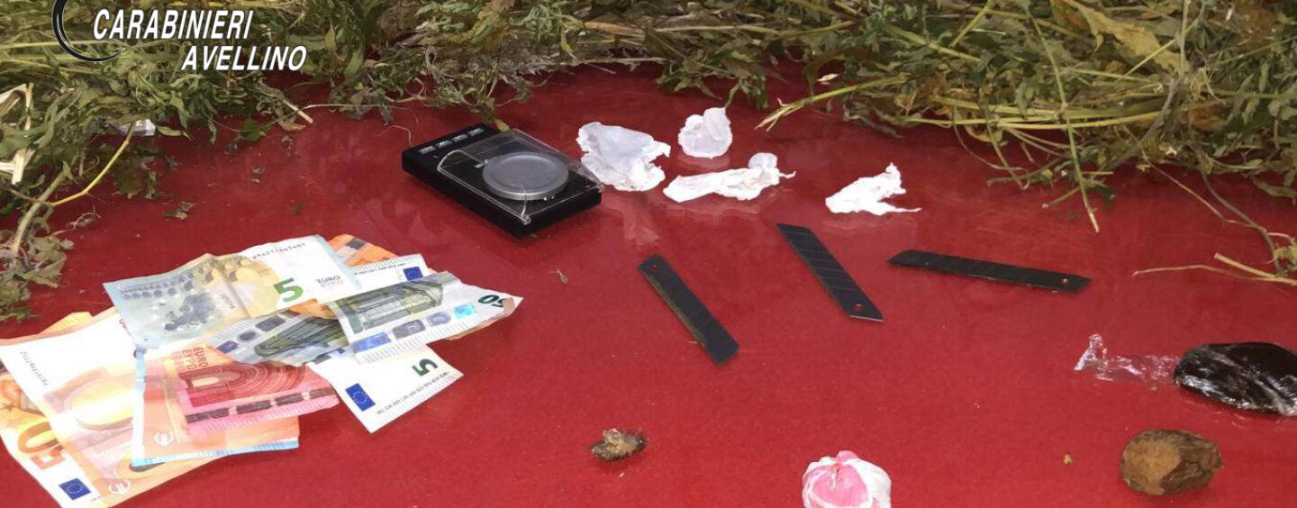Un arresto e due denunce nell’hinterland avellinese. Sequestrati mezzo etto di Hashish e quasi un chilo di Marijuana