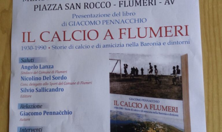 “Il calcio a Flumeri”. Il professore Pennacchio rievoca storie di sport e amicizia dal 1930