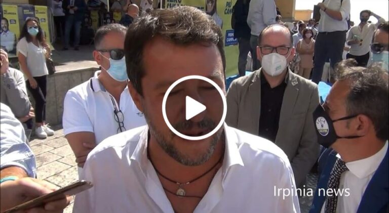 VIDEO/Salvini ad Ariano: “Basta con De Mita, De Luca e gli aiutini dei 5 stelle, solo con la lega la Campania avrà un buon governo”