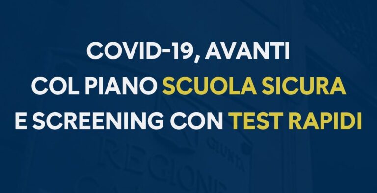 “Scuola sicura”: dopo i docenti, in Campania screening a tappeto su alunni