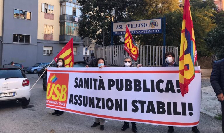 Assunzioni stabili nella sanità pubblica: il presidio dell’USB presso l’ASL di Avellino