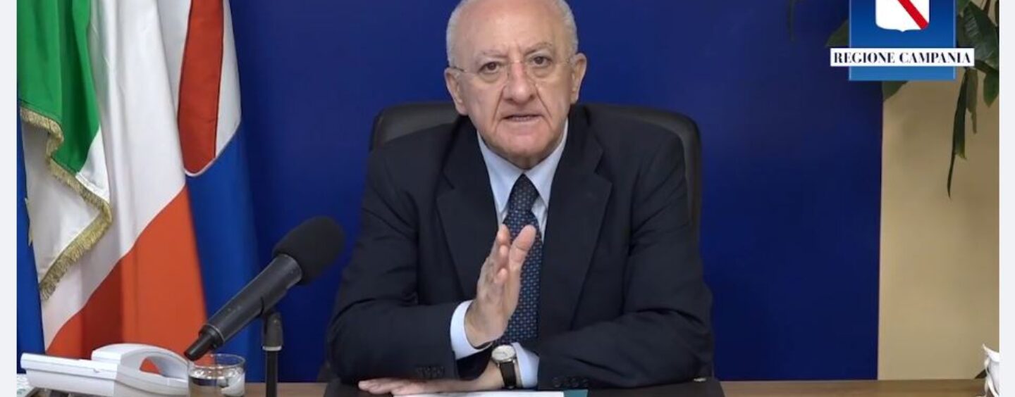 De Luca: “Campania prima regione a uscire da Covid”. “A gennaio esercitazione vaccinazione anti-coronavirus”