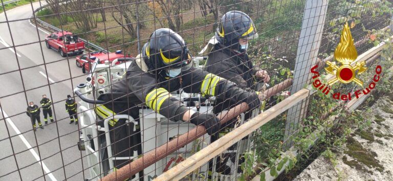FOTO / Avellino, tubolari pericolanti sul viadotto della variante: intervengono i pompieri