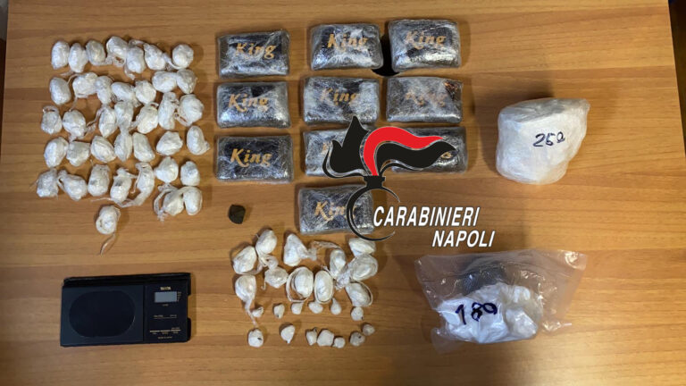 Droga per le festività. Quasi 2 chili di stupefacenti nascosti in giardino e nella cuccia del cane. 50enne arrestato dai carabinieri