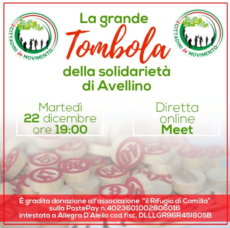 I Cittadini in Movimento organizzano on-line la Tombolata della Solidarietà