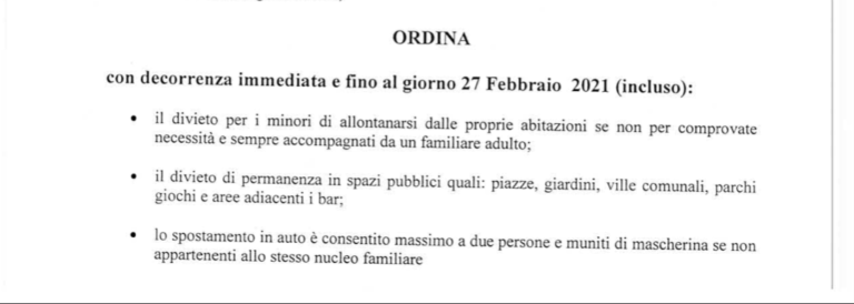 A Quindici i minori non possono uscire di casa: il sindaco reitera l’ordinanza di ottobre