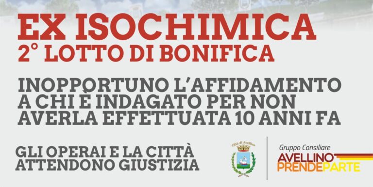 “Inopportuno affidare bonifica Isochimica a chi indagato”. Iandolo annuncia interrogazione consiliare