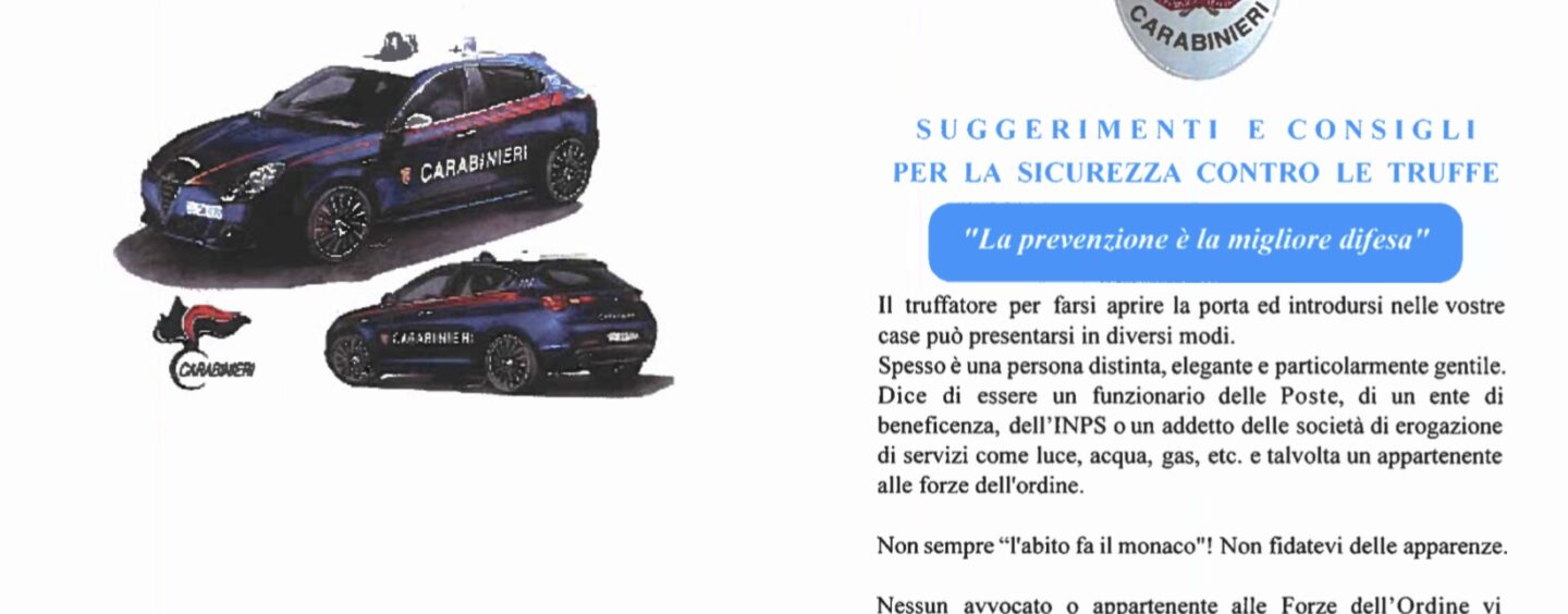 Raffica di truffe agli anziani nel Sannio: i suggerimenti dei carabinieri per contrastarle