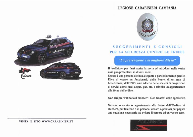 Raffica di truffe agli anziani nel Sannio: i suggerimenti dei carabinieri per contrastarle