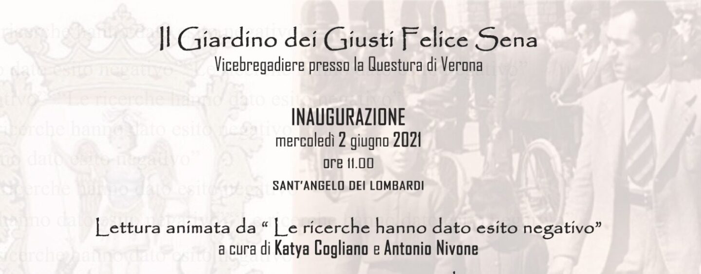 Sant’Angelo dei Lombardi, il 2 giugno si inaugura il “Giardino dei Giusti Felice Sena”
