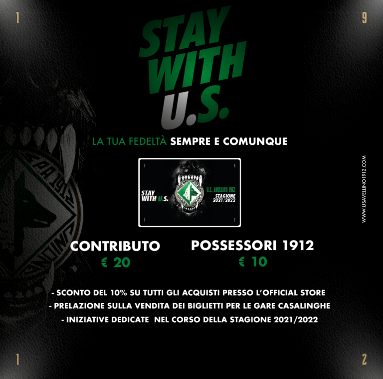 “STAY WITH U.S.”,  dal 1 Settembre 2021 al via la campagna abbonamenti dell’ Avellino