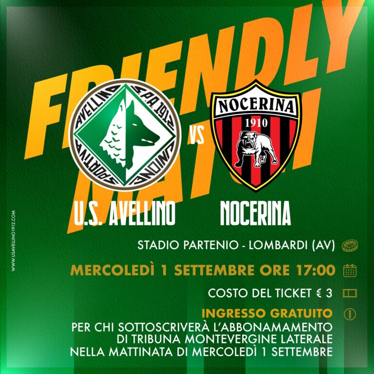 Domani alle 17 amichevole Avellino-Nocerina a porte aperte