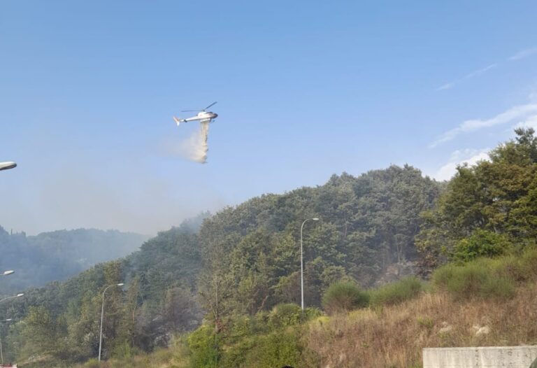 Incendi, il forte vento alimenta le fiamme in Irpinia: a Castelfranci arriva l’elicottero