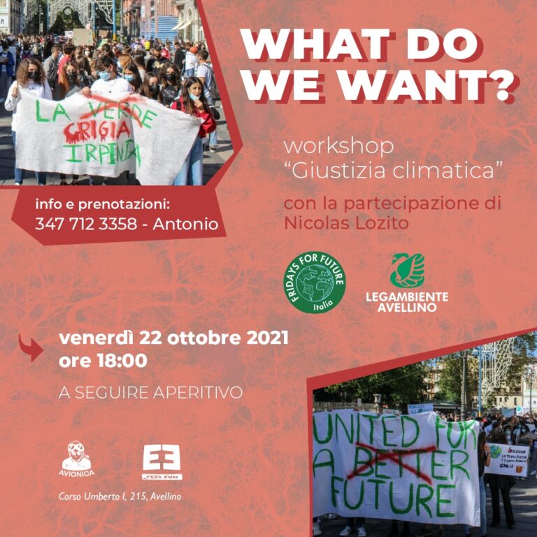 “What Do We Want?” domani ad Avellino il Workshop sulla Giustizia Climatica