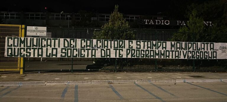 “Comunicati dei calciatori e stampa manipolata”: Avellino, duro striscione della Curva Sud