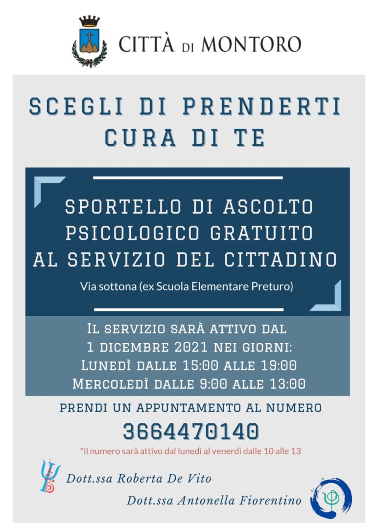 A Montoro lo Sportello di Ascolto Psicologico Comunale