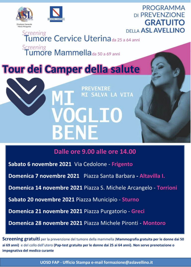 Screening mammella e cervice uterina, continua il tour dei camper della salute dell’ASL per la prevenzione oncologica