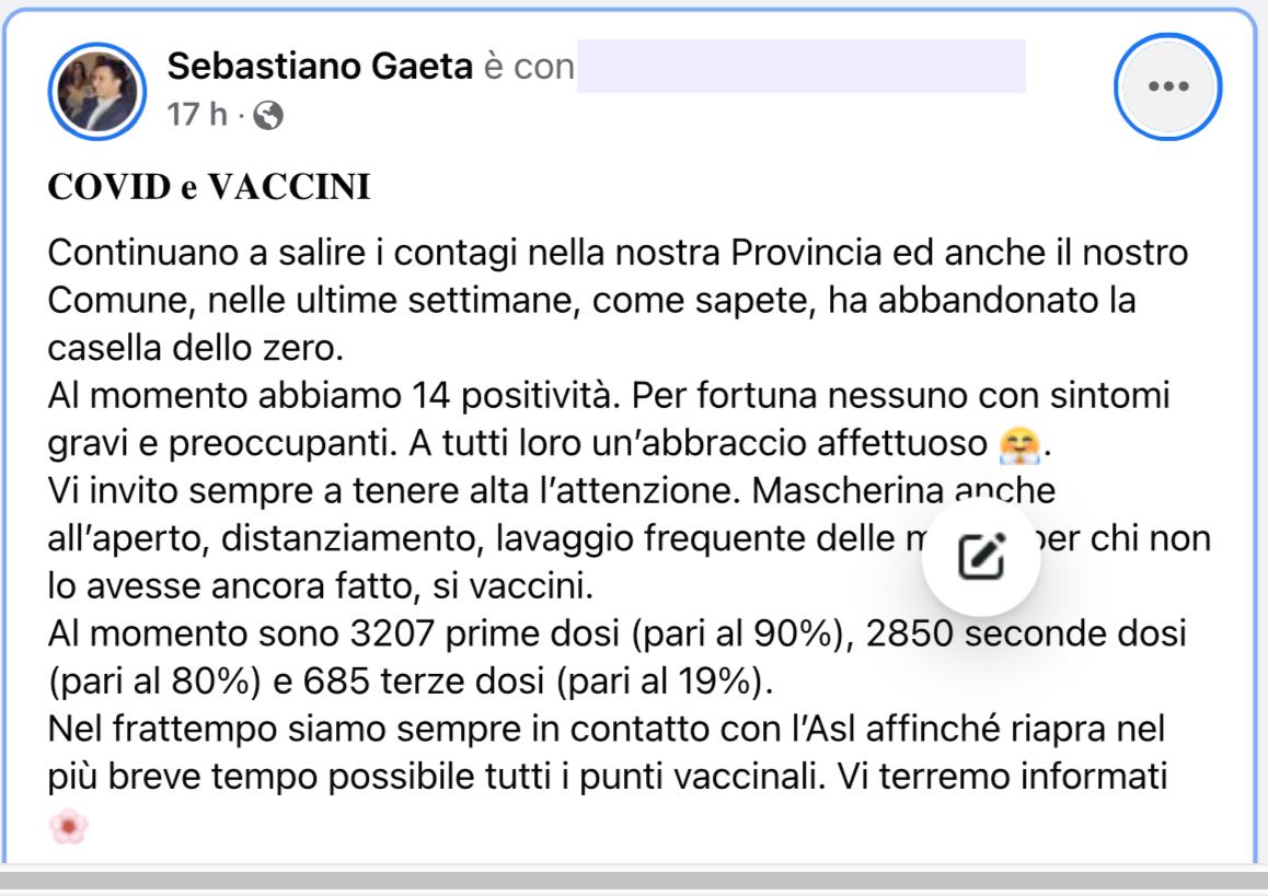 Coronavirus Aiello del Sabato bollettino Sebastiano Gaeta