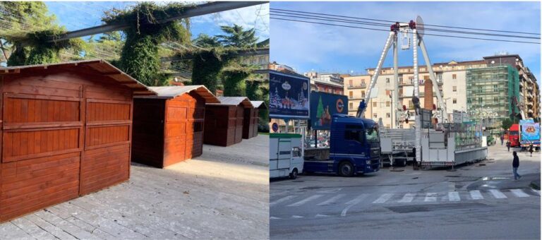 FOTO/ Avellino, il Natale è a Parco Kennedy: mercatini, albero e ruota panoramica