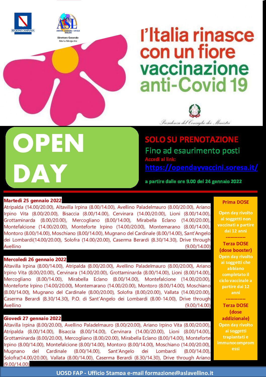 Campagna vaccinale anti-Covid, domani apre piattaforma per le prenotazioni