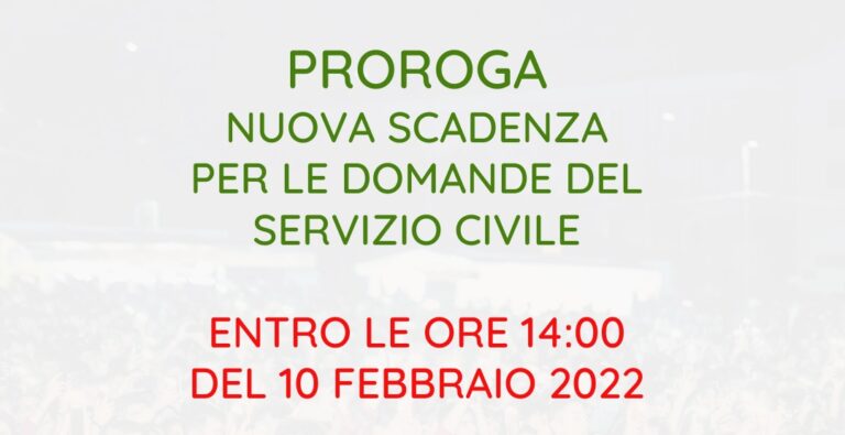 Servizio Civile, prorogata la scadenza: c’è tempo fino al 10 febbraio