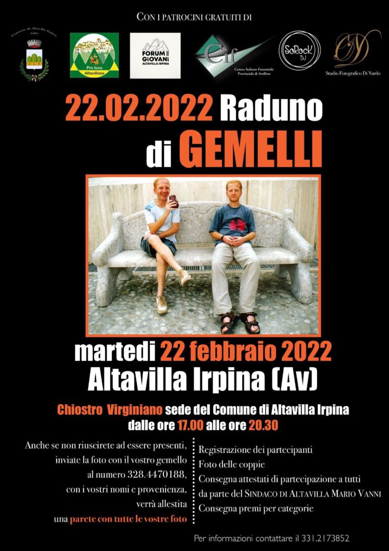 22022022, data palindroma e ambigramma: ad Altavilla Irpina s’incontrano i gemelli d’Italia