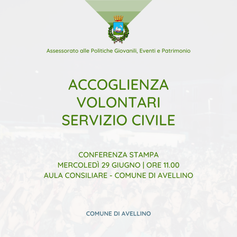 Avellino, domani a Palazzo di Città la presentazione dei volontari del Servizio Civile